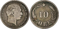 Denmark 10 Öre Coin, Christian IX, Copenhagen, Silver -