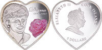 Cook Islands 5 Dollars Coin, Elizabeth II, Lady Diana, Proof -