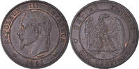 France 10 Centimes Coin, Napoleon III, Bordeaux, Bronze -