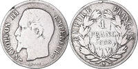 France Franc Coin, Napoleon III, Paris, Silver, KM:779.1 -