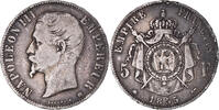 France 5 Francs Coin, Napoleon III, Strasbourg, Silver -