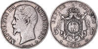 France 5 Francs Coin, Napoleon III, Strasbourg, Silver -