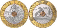 France 20 Francs Coin, Mont Saint Michel, Paris, BU -