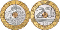 France 20 Francs Coin, Mont Saint Michel, Paris, BU -