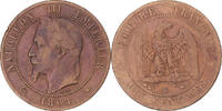France 10 Centimes Coin, Napoleon III, Strasbourg, Bronze -
