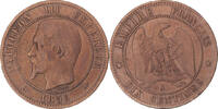 France 10 Centimes Coin, Napoleon III, Paris, Bronze -