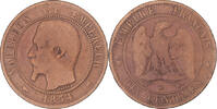 France 10 Centimes Coin, Napoleon III, Bordeaux, Bronze -