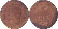 France 10 Centimes Coin, Napoleon III, Strasbourg, Bronze -