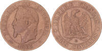 France 5 Centimes Coin, Napoleon III, Strasbourg, Bronze -