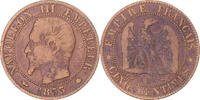 France 5 Centimes Coin, Napoleon III, Strasbourg, Bronze -
