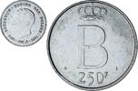 Belgium 250 Francs, 250 Frank Coin, Baudouin I, Brussels -