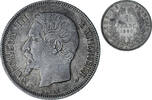France Franc Coin, Napoleon III, Paris, hand, Silver -