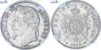 France Franc Coin, Napoleon III, Strasbourg, GENI, MS(64), Silver -