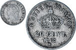 France 20 Centimes Coin, Napoleon III, Strasbourg, Silver -