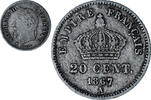 France 20 Centimes Coin, Napoleon III, Paris, Silver -