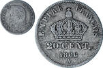 France 20 Centimes Coin, Napoleon III, Paris, Silver -