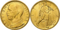 Italy 50 Lire Vittorio Emanuele III, Rome, Gold, KM:71 -