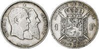 Belgium Franc Leopold II, Silver, KM:38 -