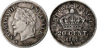 France 20 Centimes Napoleon III, Paris, Silver, Gadoury:309 -