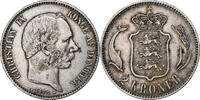 Denmark 2 Kroner Christian IX, Copenhagen, Silver, KM:798.1 -