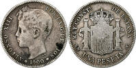 Spain Peseta Alfonso XIII, Valencia, Silver, KM:706 -
