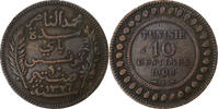 Tunisia 10 Centimes Muhammad al-Nasir Bey, Paris, Bronze -
