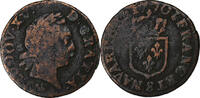 France Liard Louis XV, Liard à la vieille tête, Reims, Copper -