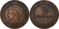 France 2 Centimes Cérès, Paris, Bronze, Gadoury:105 -