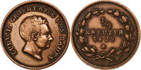 German States 1/2 Kreuzer BADEN, Ludwig I, Baden, Copper -