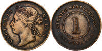 Straits Settlements Cent Victoria, Bronze, KM:9a -
