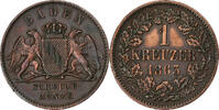 German States Kreuzer BADEN, Friedrich I, Baden, Copper -