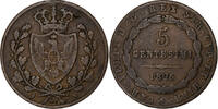 ITALIAN STATES 5 Centesimi SARDINIA, Carlo Felice, Turin, Copper -