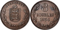 Guernsey 8 Doubles Coin, Heaton, Birmingham, Bronze, KM:14 -