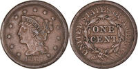 United States Cent Coin, Braided Hair Cent, U.S. Mint, Philadelphia -