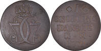 Denmark Skilling Coin, Christian VII, Copper, KM:616.1 -