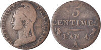 France 5 Centimes Coin, Dupré, Paris, Bronze, KM:635.1 -