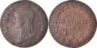 France 5 Centimes Coin, Dupré, Paris, Bronze, KM:640.1 -