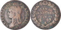 France 5 Centimes Coin, Dupré, Paris, Bronze, KM:640.1 -