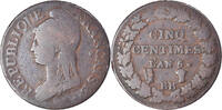 France 5 Centimes Coin, Dupré, Strasbourg, Bronze, KM:640.4 -
