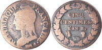 France 5 Centimes Coin, Strasbourg, Bronze, Gadoury:126a -