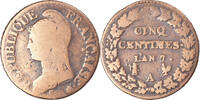 France 5 Centimes Coin, Dupré, Paris, Bronze, KM:640.1 -