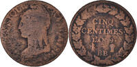 France 5 Centimes Coin, Dupré, Strasbourg, Bronze, KM:640.4 -