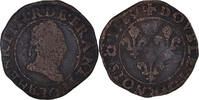 France Double Tournois 1589 Rouen Coin, Henri III, Rouen, Copper S 32,95 EUR  plus 4,95 EUR verzending