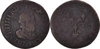 France Double Tournois Coin, Henri IV, Lyon, Copper -