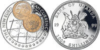 Uganda 1000 Shillings Coin, New euro - Austria 5 cents -