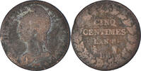 France 5 Centimes Coin, Dupré, Strasbourg, Bronze -