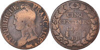 France 5 Centimes Coin, Dupré, Strasbourg, Bronze, KM:640.4 -