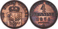 German States 4 Pfennig Coin, PRUSSIA, Wilhelm I, Frankfurt -