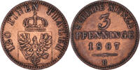 German States 3 Pfennig Coin, PRUSSIA, Wilhelm I, Hannover -