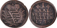 German States Heller Coin, SAXE-COBURG-SAALFELD, Christian Ernst and Franz Josias -
